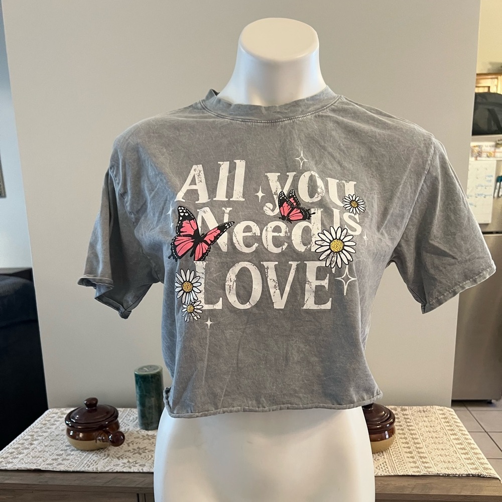 Organic generation All You Need Is Love cropped tshirt